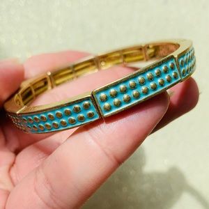 Lia Sophia Blue Gold Rectangle Dotted Bracelet